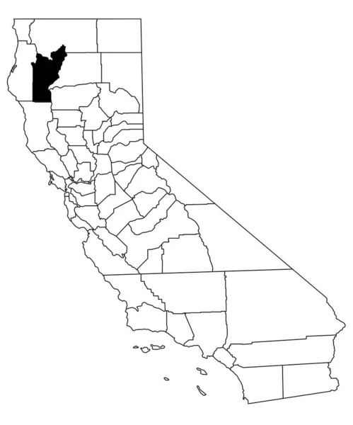 カリフォルニア州トリニティ郡の白地図 カリフォルニア州マップの黒い色で強調された単一の郡地図 ユニットテスト アメリカ — ストック写真