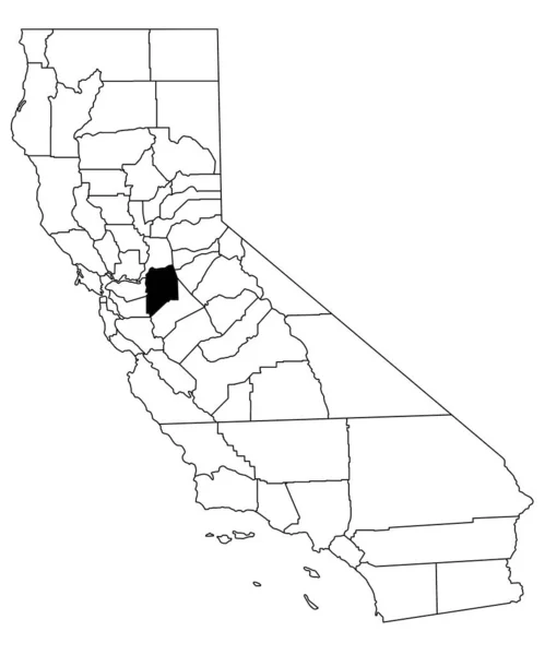 カリフォルニア州のサンホアキン郡の白地図 カリフォルニア州マップの黒い色で強調された単一の郡地図 ユニットテスト アメリカ — ストック写真