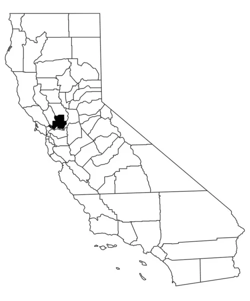 カリフォルニア州ソラノ郡の白地図 カリフォルニア州マップの黒い色で強調された単一の郡地図 ユニットテスト アメリカ — ストック写真
