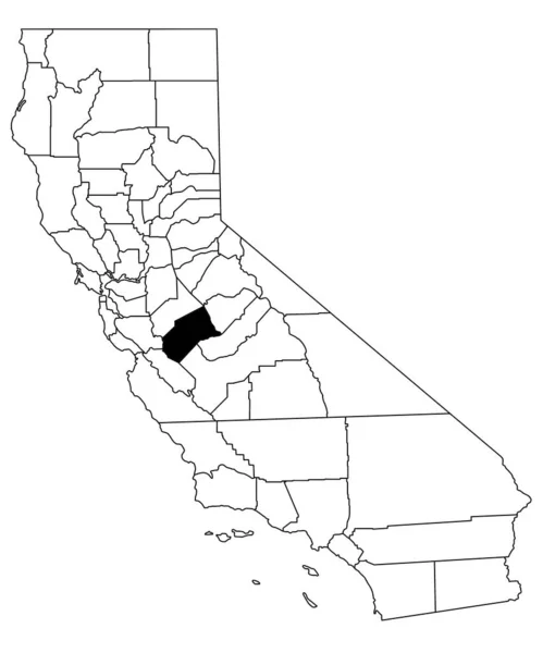 カリフォルニア州の合併郡の白地図 カリフォルニア州マップの黒い色で強調された単一の郡地図 ユニットテスト アメリカ — ストック写真