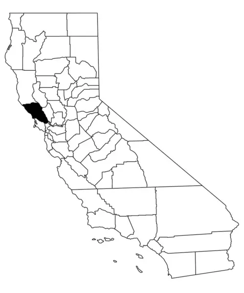 加利福尼亚索诺玛县白种人背景地图 加州地图上用黑色突出的单幅县地图 — 图库照片