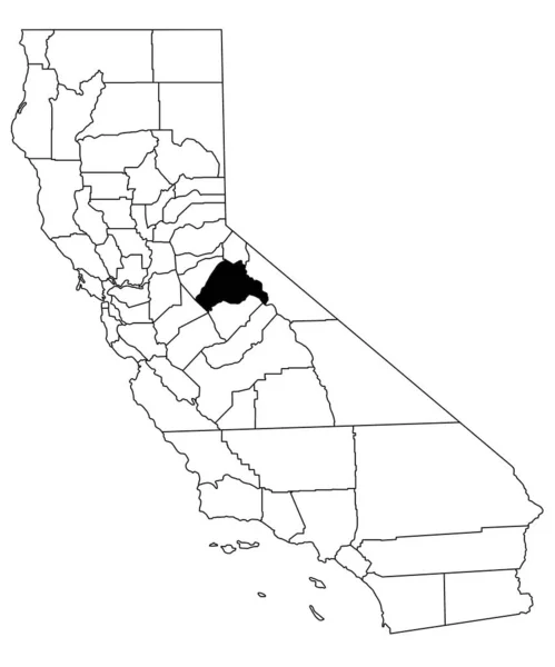 加利福尼亚图隆县白种人背景的地图 加州地图上用黑色突出的单幅县地图 — 图库照片