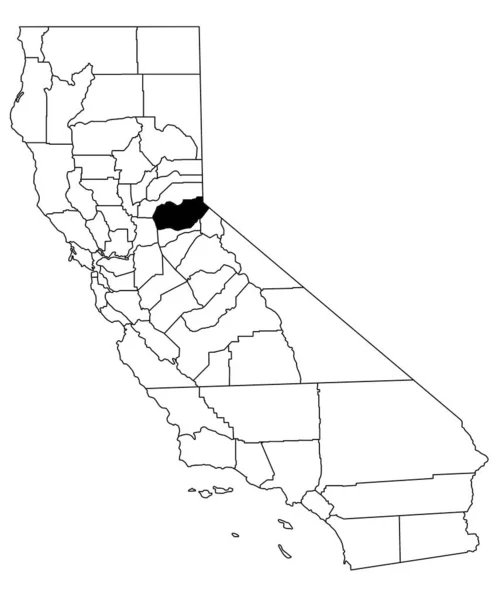 加州El Dorado县白种人背景的地图加州地图上用黑色突出的单幅县地图 — 图库照片