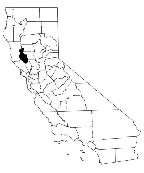 加利福尼亚湖县白底地图 加州地图上用黑色突出的单幅县地图 — 图库照片