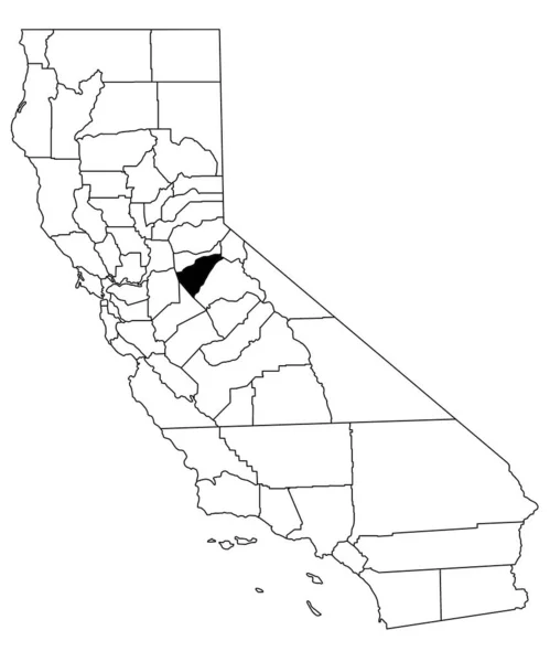 加利福尼亚卡拉瓦拉斯县白种人背景地图 加州地图上用黑色突出的单幅县地图 — 图库照片