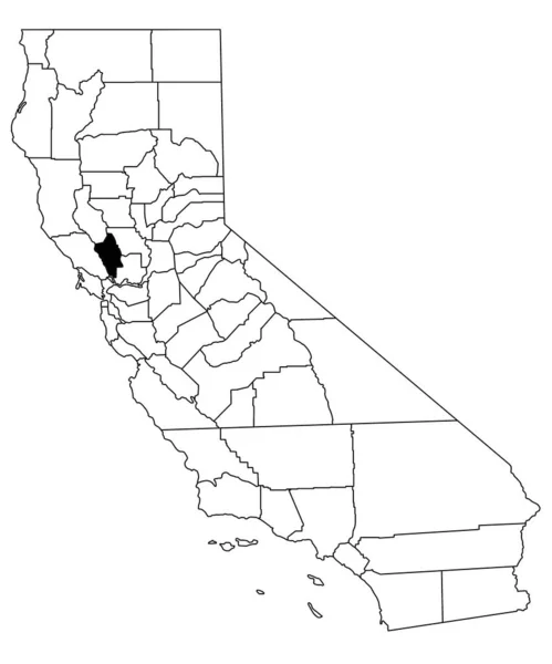 加利福尼亚纳帕县白种人背景地图 加州地图上用黑色突出的单幅县地图 — 图库照片