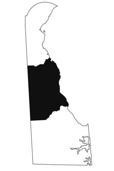 デラウェア州のケント郡の白い背景の地図 デラウェアマップの黒い色で強調された単一の郡地図 ユニットテスト アメリカ — ストック写真