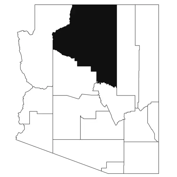 亚利桑那州椰子县白种人背景地图 亚利桑那州地图上用黑色突出的单幅县地图 — 图库照片