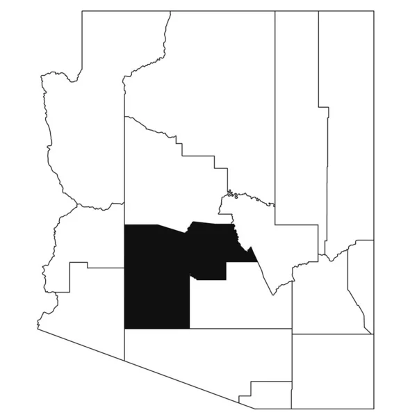 アリゾナ州のマリコパ郡の白地図 アリゾナマップの黒い色で強調された単一の郡地図 ユニットテスト アメリカ — ストック写真