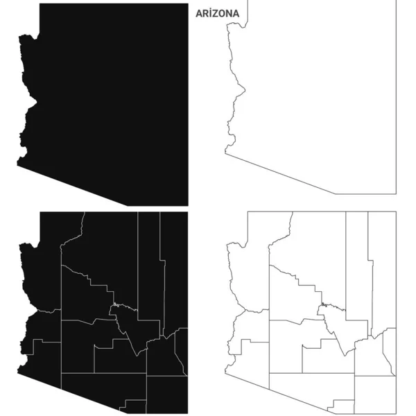 Arizona State Outline County Kaart Set Verenigde Staten — Stockfoto