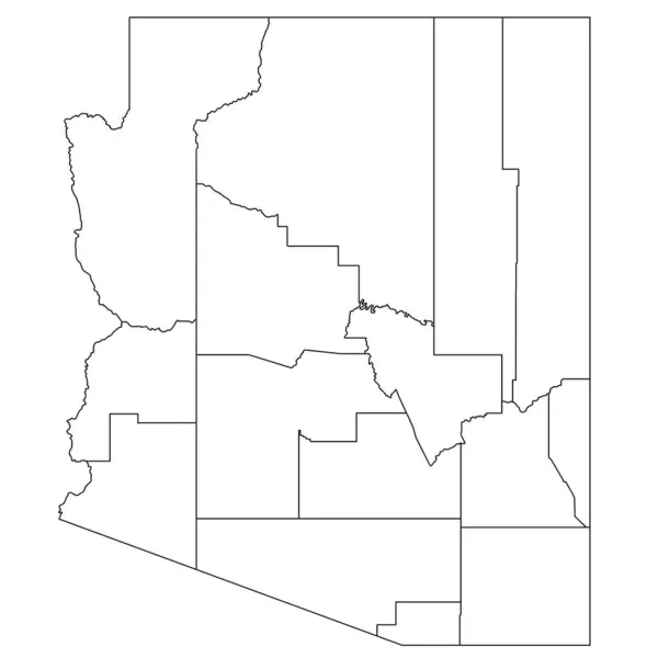 詳細なイラストマップ アリゾナ州立地図と郡 — ストック写真