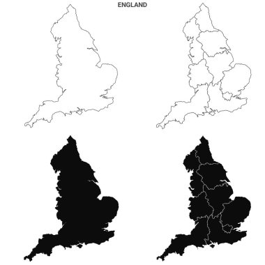 İngiltere Ülke Haritası - boş ana hat haritası, İngiltere, Birleşik Krallık, İngiltere