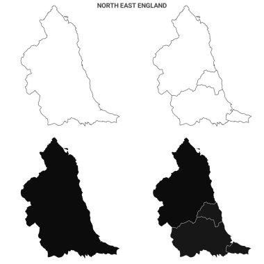 Kuzey Doğu İngiltere Yönetim Haritası Ayarlandı - boş ana hat haritası 