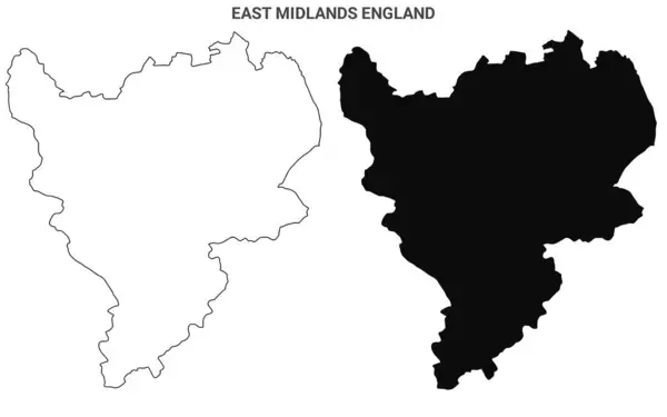East Midlands England Karte Set Leere Umrisskarte — Stockfoto