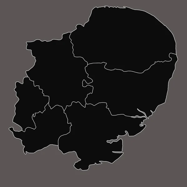 Contorno Mappa Nera Dell Inghilterra Orientale Una Regione Dell Inghilterra — Foto Stock