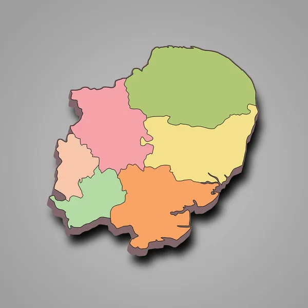 Восточная Англия Регион Англии Границами Графств Разным Цветом Кожи — стоковое фото