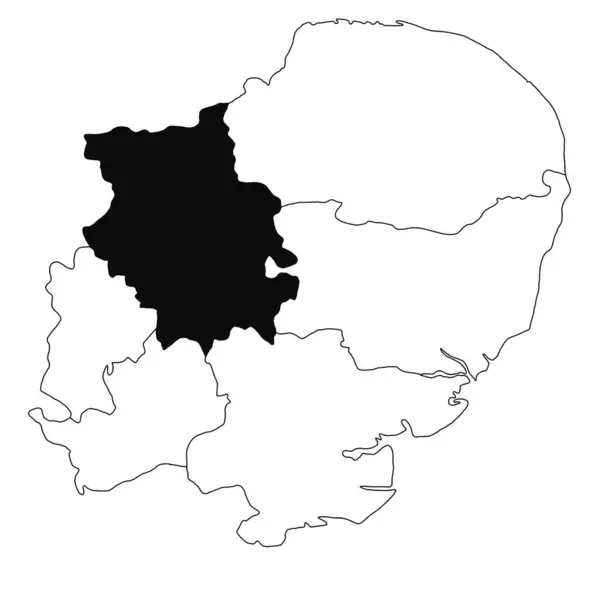 英格兰东部卡布里奇郡白底地图 英格兰东部行政地图上用黑色标出的单县地图 — 图库照片