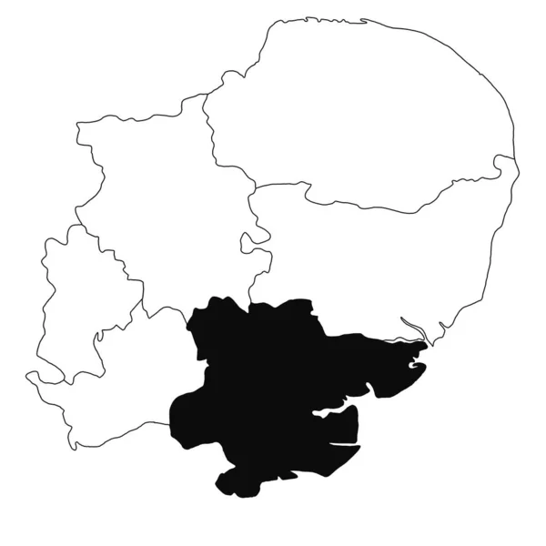 英格兰东部埃塞克斯地区白底地图 英格兰东部行政地图上用黑色标出的单县地图 — 图库照片