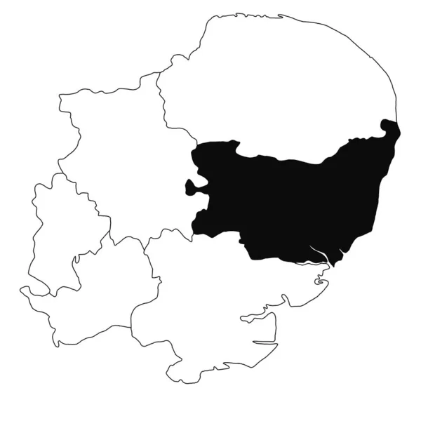 英格兰东部萨福克的白底地图 英格兰东部行政地图上用黑色标出的单县地图 — 图库照片