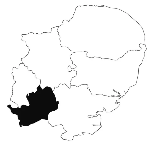 イングランド東部のハートフォードシャーの白地図 イングランド東部の行政地図に黒い色でハイライトされた単一の郡地図 — ストック写真