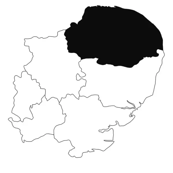 Карта Норфолка Восточной Англии Провинция Белом Фоне Карта Графства Выделенная — стоковое фото