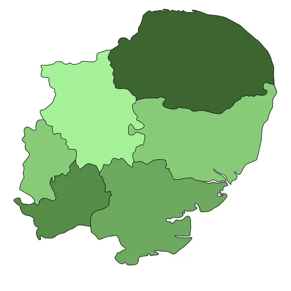 Zelená Východní Anglie Administrativní Politická Mapa Velká Británie Británie — Stock fotografie
