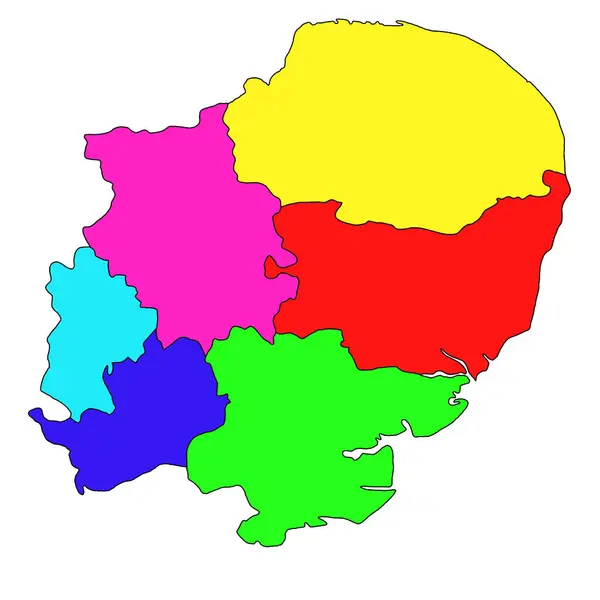 Kolor Wschodnia Anglia Administracyjna Polityczna Mapa Wielka Brytania Wielka Brytania — Zdjęcie stockowe
