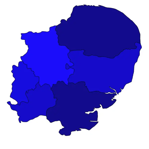 Blå Östra England Administrativ Och Politisk Karta Storbritannien Storbritannien — Stockfoto