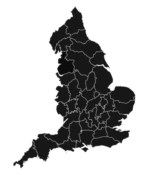 Mappa Dell Inghilterra Con Confini Delle Contee Cerimoniali Regno Unito — Foto Stock