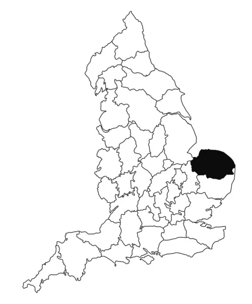 Karte Von Norfolk County England Auf Weißem Hintergrund Einzelkarte Der — Stockfoto