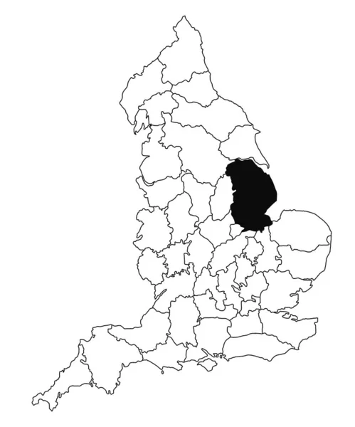英国林郡白种人背景的地图 英国行政地图上用黑色标出的单幅郡地图 — 图库照片