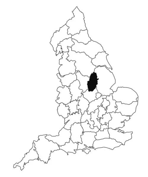 イングランドのノッティンガムシャー郡の白地図 イングランドの行政マップに黒い色で強調された単一の郡の地図 イギリス イギリス イギリス — ストック写真