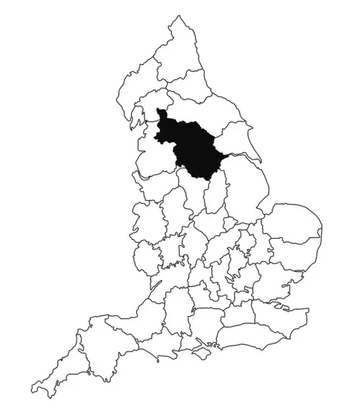 英格兰西骑县白底地图 英国行政地图上用黑色标出的单幅郡地图 — 图库照片