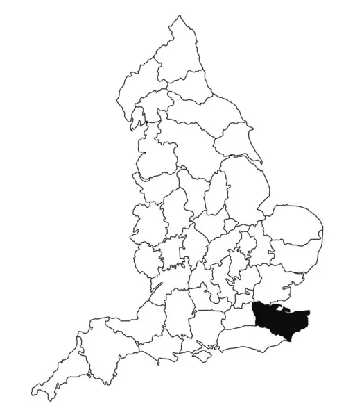 英国肯特县白底地图 英国行政地图上用黑色标出的单幅郡地图 — 图库照片