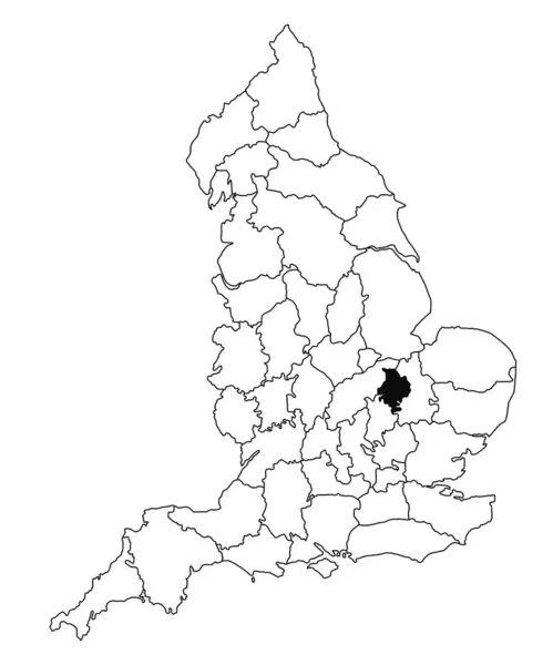 英国亨廷顿郡白底地图 英国行政地图上用黑色标出的单幅郡地图 — 图库照片