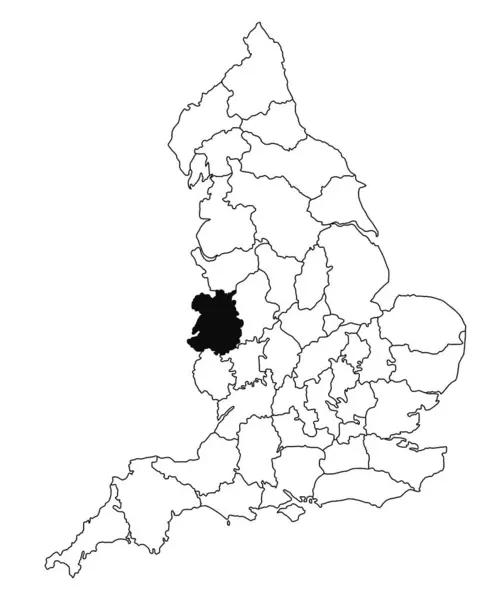 イングランドのシュロップシャー郡の白地図 イングランドの行政マップに黒い色で強調された単一の郡の地図 イギリス イギリス イギリス — ストック写真
