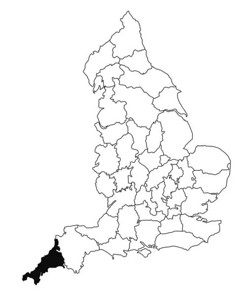 Mapa Condado Cornwall Inglaterra Sobre Fundo Branco Mapa Único Condado — Fotografia de Stock