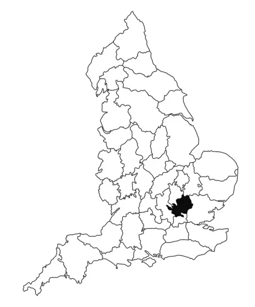 英格兰赫特福郡白种人背景的地图 英国行政地图上用黑色标出的单幅郡地图 — 图库照片