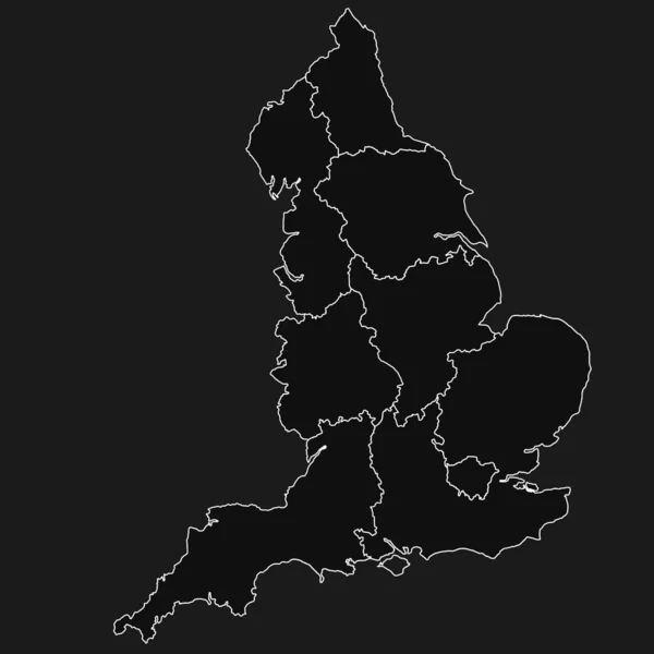 Overzicht Engeland Kaart Met Regio Administratieve Kaart Van Engeland Verenigd — Stockfoto