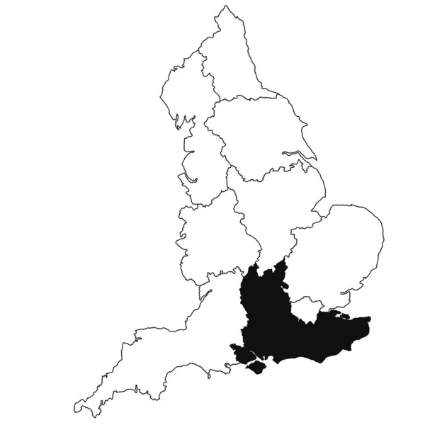 英格兰东南省白底地图 英格兰行政地图上用黑色标出的单幅地区地图 — 图库照片