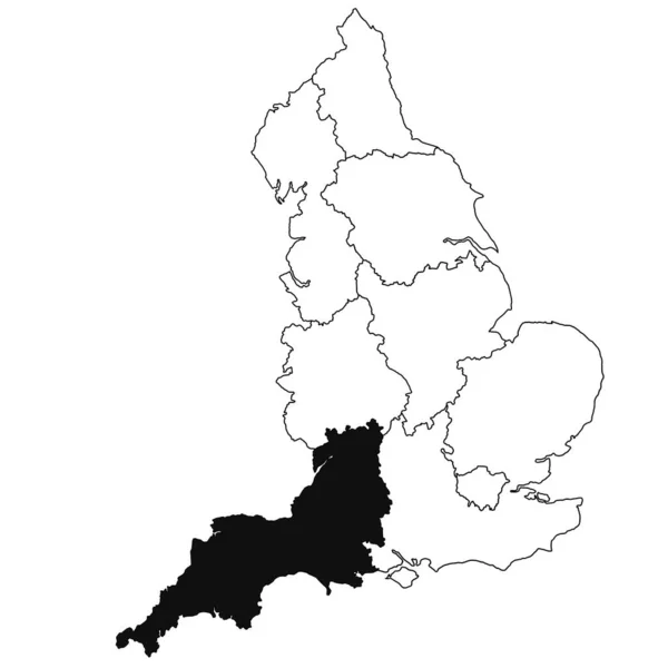 Mapa Provincia Del Suroeste Inglaterra Inglaterra Sobre Fondo Blanco Mapa — Foto de Stock