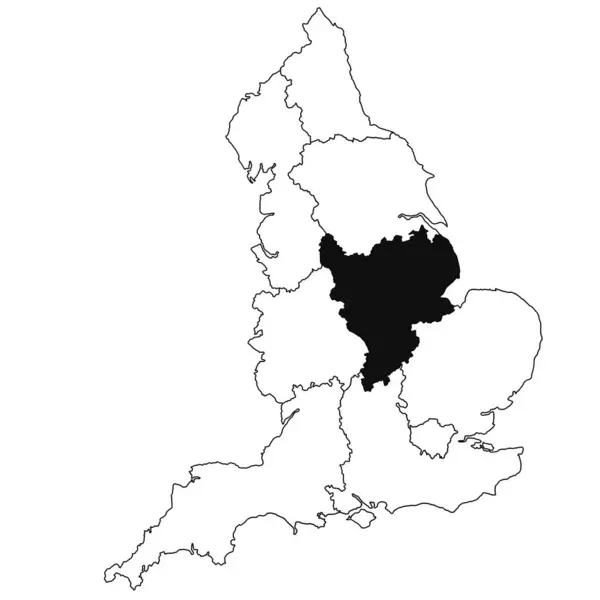 Χάρτης Της Επαρχίας East Midlands Στην Αγγλία Λευκό Φόντο Χάρτης — Φωτογραφία Αρχείου