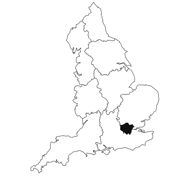 英国伦敦省白底地图 英格兰行政地图上用黑色标出的单幅地区地图 — 图库照片