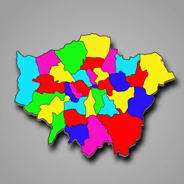 Cores Mapa Grande Londres Distritos Condados Mapa Capital Londres Inglaterra — Fotografia de Stock