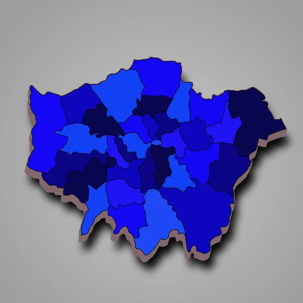 Синій Великий Лондон Карта Районів Або Графств Лондона Англія Великобританія — стокове фото