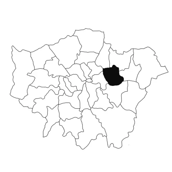 大伦敦省Newham的白底地图 英国大伦敦行政地图上用黑色标出的单县地图 — 图库照片