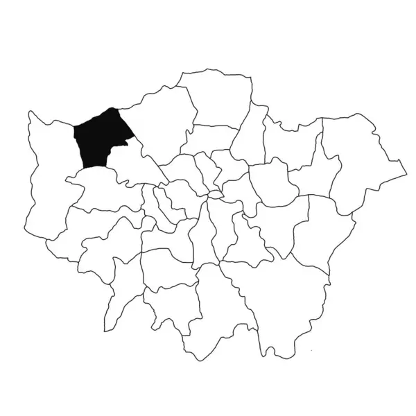 大伦敦省哈罗地图 白色背景 英国大伦敦行政地图上用黑色标出的单县地图 — 图库照片