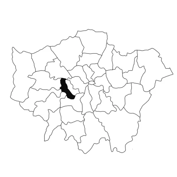 大伦敦省Hammersmith和Fulham的白底地图 英国大伦敦行政地图上用黑色标出的单县地图 — 图库照片
