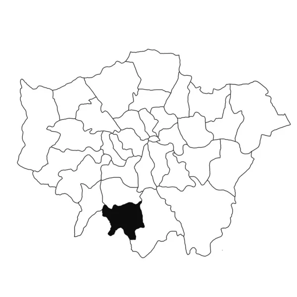 大伦敦省萨顿地图 白色背景 英国大伦敦行政地图上用黑色标出的单县地图 — 图库照片