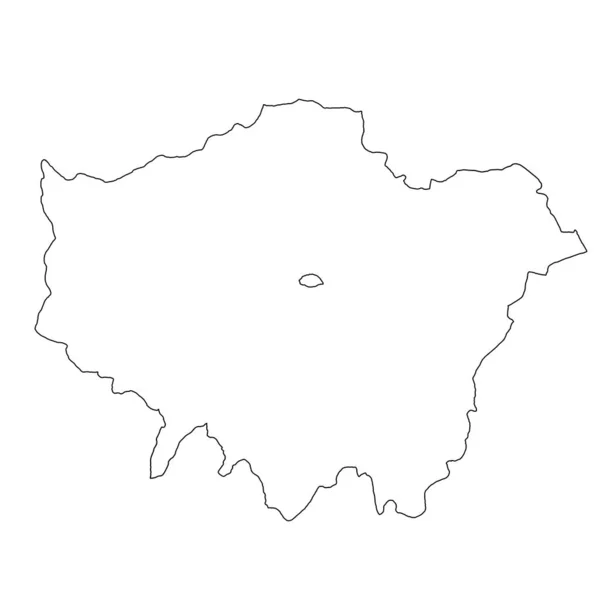 大伦敦省白色背景的伦敦地图 英国大伦敦行政地图上用黑色标出的单县地图 — 图库照片